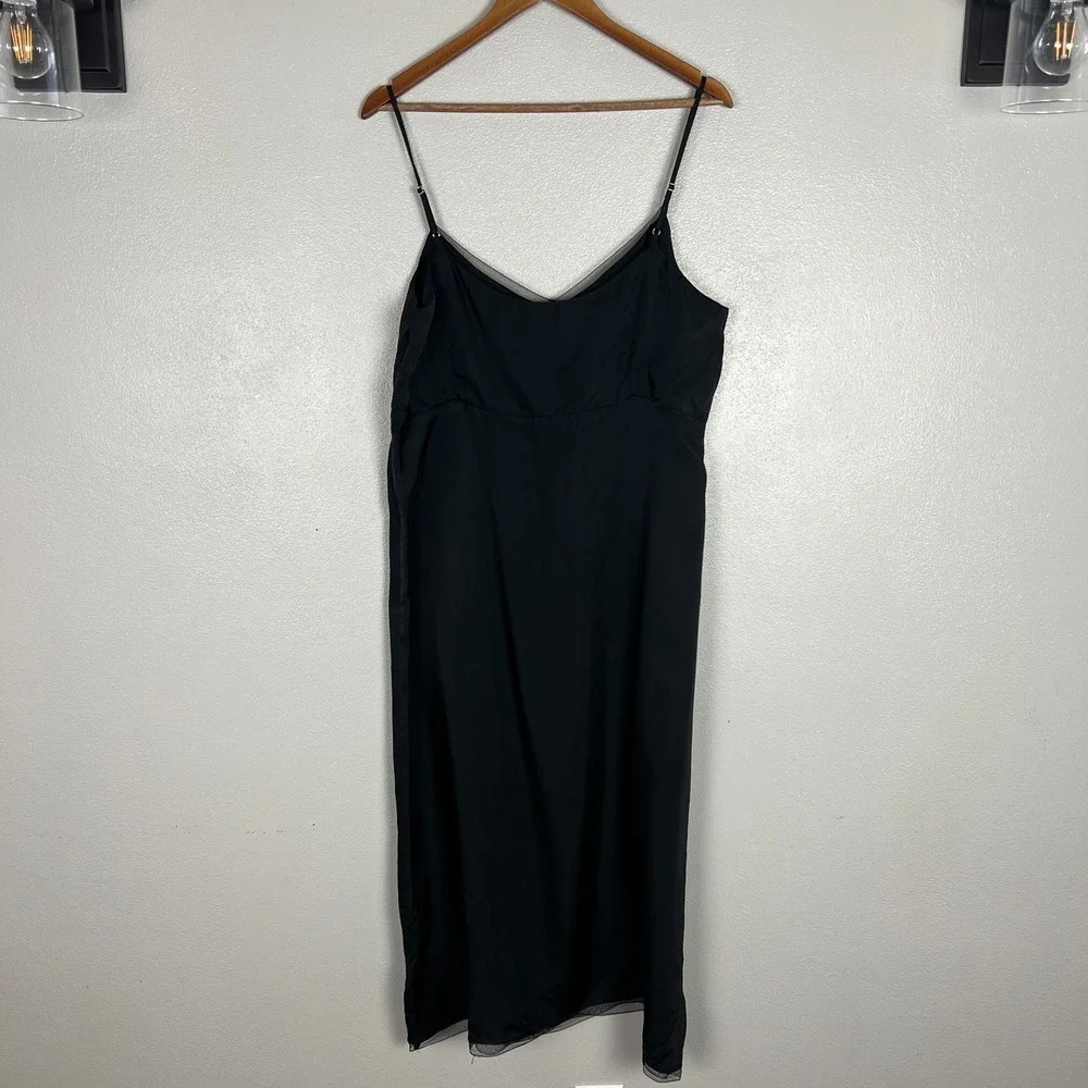 J Crew Collection Natasha Slip Dress 16 Black Whimsigoth Satin Romantic Feminine